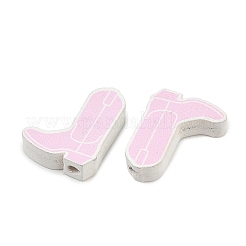 プリントポプラウッドビーズ  カウボーイブーツ  ピンク  19x16x6mm  穴：3mm&nbsp;WOOD-Z008-03B