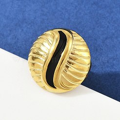 Flat Round 304 Stainless Steel Enamel Finger Rings for Women&nbsp;RJEW-G355-07G