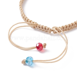 Flower Shape Braided Bead Bracelet&nbsp;BJEW-TA00039-04