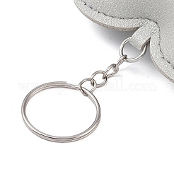 Puレザーキーホルダー  メタルパーツ  ハート  銀  9.7cm&nbsp;AJEW-L032-01E