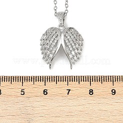 Brass Micro Pave Clear Cubic Zirconia Angel Wings Pendant Necklaces&nbsp;NJEW-Z088-02P