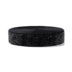10ヤードのポリエステルベルベットリボン。  シルバーグリッターリボン  DIYのジュエリーには  ブラック  1インチ（25~26mm）&nbsp;OCOR-C004-05D