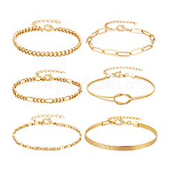 6Pcs 6 Styles Brass Chain Bracelets for Women&nbsp;BJEW-PH0004-50