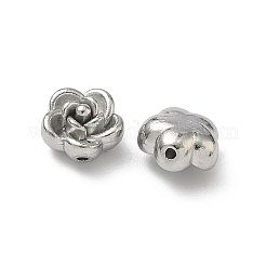 304ステンレススチールビーズ  ローズ  変色防止  ステンレス鋼色  8x8x5mm  穴：1mm&nbsp;STAS-H235-06B-P