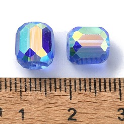 Ab色のメッキガラスビーズ  ファセットバレル  藤紫色  8.5x7.5mm  穴：1.4mm&nbsp;GLAA-F108-12B-08