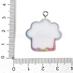 透明樹脂ペンダント  プラチナアイアンループ＆グリッターパウダー付き  雲  28.5x25.5x8.5mm  穴：2mm&nbsp;RESI-R467-01P-02