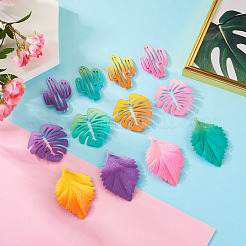 24Pcs 12 Style Gradient Spray Painted Iron Pendants&nbsp;IFIN-TA0001-50
