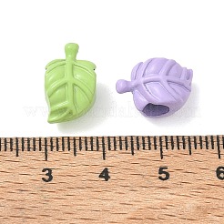 スプレー塗装合金欧州のビーズ  大穴ビーズ  葉  ミックスカラー  14x9x8.5mm  穴：5mm&nbsp;AL-CBA5B8E-01