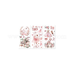 3 シート 3 スタイル pvc 防水装飾ステッカー  家具の装飾用の自己接着デカール  バレエ  300x150mm  1枚/スタイル&nbsp;DIY-WH0404-135