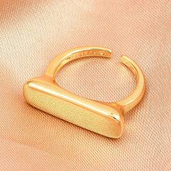 女性用真鍮カフリング  長方形  長持ちメッキ  ラックめっき  18KGP本金メッキ  7x23mm  調整可能&nbsp;RJEW-Z113-13G