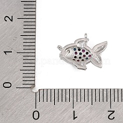 真鍮マイクロペーブカラフルなキュービックジルコニアチャーム  魚のチャーム  ラックめっき  長持ちメッキ  カドミウムフリー＆鉛フリー  プラチナ  11x14x3mm  穴：0.6mm&nbsp;CU-CBAF17A-09P-02