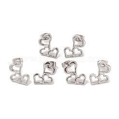 Non-Tarnish 3 Pairs 304 Stainless Steel Triple Heart Stud Earrings for Women&nbsp;EJEW-K279-04P