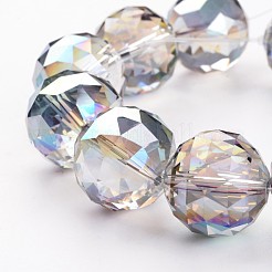 電気メッキガラスビーズ連売り  半分メッキ  多面カット  ラウンド  メッキグリーン  19.5mm  穴：2mm  約12個/連  8.6インチ（22cm）&nbsp;EGLA-J140-HP01-20mm