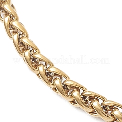 女性用304ステンレススチール製ウィートチェーンブレスレット  18KGP本金メッキ  7-1/4インチ（18.3cm）&nbsp;BJEW-JB12915-01