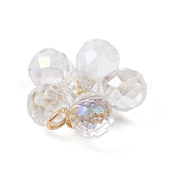 クリアガラスペンダント  花  304ステンレススチールの丸カンループ付き  透明  21x22x8mm  穴：3mm&nbsp;PALLOY-MZ00645-02