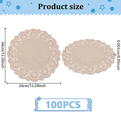 紙製ウェディングパーティーテーブルマット100枚  花  湯通しアーモンド  340x340x0.01mm&nbsp;AJEW-WH0696-674