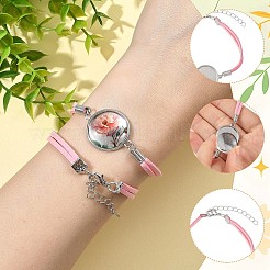 DIYブレスレット作成キット  スエードブレスレットの製作を含む  ガラスカボション  ピンク  8-1/8インチ〜8-1/4インチ（20.5~21cm）&nbsp;DIY-FS0010-59B