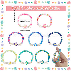 8Pcs Polymer Clay Beads Bracelets&nbsp;BJEW-SC00001