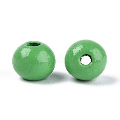 スプレー塗装された丸い天然シマウッドビーズ  ライムグリーン  8~8.5x6.8mm  穴：1.8~2mm&nbsp;WOOD-A018-8mm-08