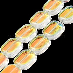 電気メッキガラスビーズ連売り  長方形  混合スタイル  ミックスカラー  12x10x4.5mm  穴：1mm  約55個/連  25.98''（66センチメートル）&nbsp;EGLA-P049-02A