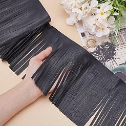 3mの合成皮革タッセルリボン  洋服アクセサリー  ブラック  5-7/8インチ（150mm）  約3.28ヤード（3m）/セット&nbsp;OCOR-AR0001-89C