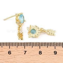 Brass Micro Pave Cubic Zirconia Dangle Stud Earrings&nbsp;EJEW-F405-24G-01