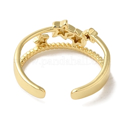 Star Rack Plating Brass Open Cuff Rings for Women&nbsp;RJEW-L123-106G