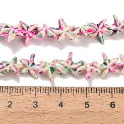 合成ターコイズビーズ連売り  ヒトデ  スプレー塗装  濃いピンク  10x10x4mm  穴：1.3mm  約55個/連  13.39''（34センチメートル）&nbsp;TURQ-F020-B02