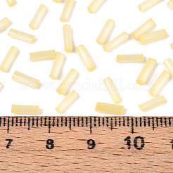 ガラス竹ビーズ  模造キャットアイ  ライトカーキ  6.5~7x1.5~2mm  穴：0.8~1mm  約13636個/ポンド&nbsp;SEED-N007-28M