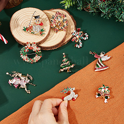 9Pcs 9 Styles Christmas Theme Rhinestone Brooch Pin&nbsp;JEWB-DC0001-33