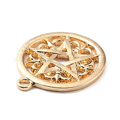 亜鉛合金チャーム  カドミウムフリー＆鉛フリー  スターとフラットラウンド  ゴールドカラー  28x24x2mm  穴：2.1mm&nbsp;FIND-I017-02G