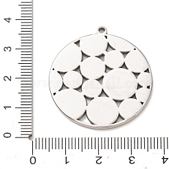304ステンレスペンダント  エスニックスタイル  フラットラウンドのチャーム  ステンレス鋼色  34.5x32x2mm  穴：1.6mm&nbsp;SA-CBAB6EC-03P