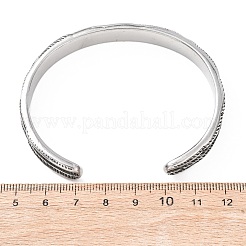 レトロな316サージカルステンレススチール製カフバングル  アンティークシルバー  内径：2.50インチ（6.35cm）&nbsp;BJEW-C142-11B-AS