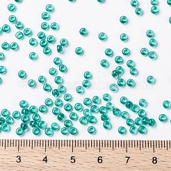 MIYUKIラウンドロカイユビーズ  日本製シードビーズ  （rr3742)ファンシーライニングティールグリーン  8/0  3mm  穴：1mm  約422~455PCS /ボトル  10 G /ボトル&nbsp;SEED-JP0009-RR3742