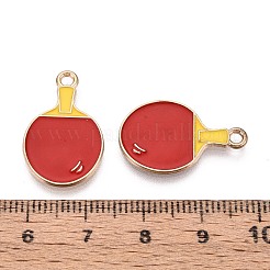 合金とエナメルのペンダント  卓球ラケットチャーム  ゴールドカラー  レッド  23x14.5x1mm  穴：1.8mm&nbsp;ENAM-T021-44G