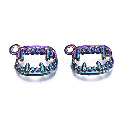 合金ペンダント  カドミウムフリー＆ニッケルフリー＆鉛フリー  歯牙  虹色  12.5x17x3mm  穴：1.6mm&nbsp;PALLOY-N163-043-NR
