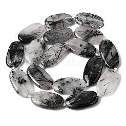 Natural Tourmalinated Quartz/Black Rutilated Quartz Beads Strands&nbsp;G-D365-C02