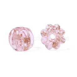 手作りゴールドパウダー入りランプワークビーズ  カボチャ  ピンク  8.5~9x7~8mm  穴：0.8~1mm&nbsp;LAMP-Q039-08A