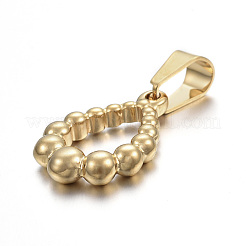 304ステンレススチールオープンペンダント  ビーズティアドロップ  ゴールドカラー  22.5x16x4mm  穴：5x7mm&nbsp;STAS-F183-04G