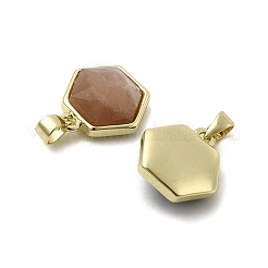 Hexagon Brass & Natural Mixed Gemstone & Shell Pendants Findings Kits&nbsp;KK-D021-01G