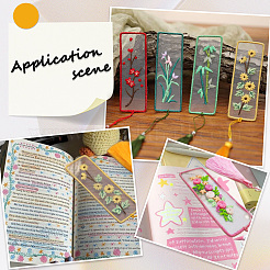DIY ブックマーク 刺繍キット  生地を含む  刺繍糸と針  プラスチック刺繍フープ  ミックスカラー  スレッド：1.2mm  10bundles&nbsp;DIY-SC0029-44B