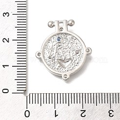 真鍮製マイクロパヴェキュービックジルコニアペンダント  クロックのチャーム  プラチナ  23x20.5x3mm  穴：1.5x1mm&nbsp;KK-H507-01P