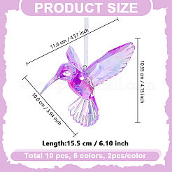 10 個 5 色のアクリルペンダント装飾  鳥  ミックスカラー  155mm  2個/カラー&nbsp;HJEW-GO0001-22