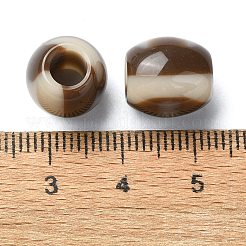 ツートン樹脂ヨーロピアンビーズ  大きな穴バレルビーズ  ココナッツブラウン  11.5x11x11mm  穴：5mm&nbsp;RESI-U008-06E
