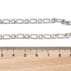 変色しにくい304ステンレススチール製フィガロチェーンブレスレット  カニカン付き  ステンレス鋼色  7-7/8インチ（20cm）&nbsp;BJEW-I274-03S