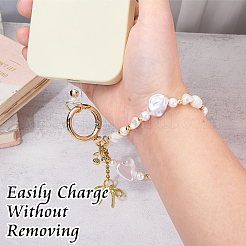 2Pcs Shell Pearl & Alloy & Brass Mobile Straps&nbsp;HJEW-SW00485