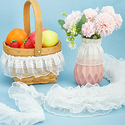 5 Yards Polyester Pleated Flower Lace Trim&nbsp;OCOR-GF0003-89A
