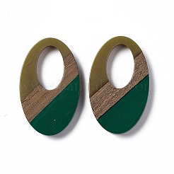 Opaque Resin & Walnut Wood Pendants&nbsp;RESI-M027-02C