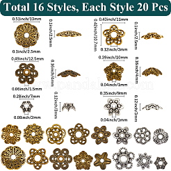 320Pcs 16 Styles Tibetan Style Bead Caps&nbsp;TIBE-SC0002-15