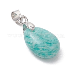 4Pcs 4 Styles Natural Labradorite & Amazonite & Rose Quartz & Amethyst Teardrop Charms&nbsp;PALLOY-JF03589